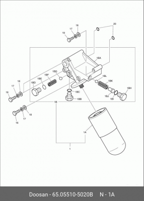 Фильтроэлемент масляный 65055105020B DOOSAN