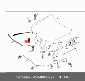 MERCEDES BENZ W204 (2007>) крюка капота A  2048800227 MERCEDES BENZ
