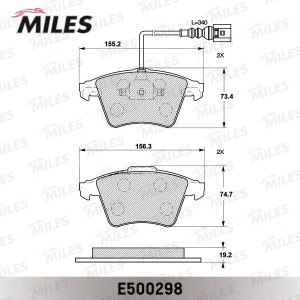 Колодки тормозные передние (Смесь CERAMIC серия PRO) VOLKSWAGEN TOUAREG R16 03 ( E500298 MILES