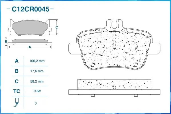 Тормозные колодки задние Low Metallic C12CR0045 C12CR0045 CWORKS