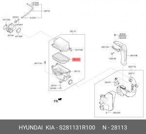 фильтр воздушный!\ Hyundai Solaris, KIA Rio 1.6i 11> S281131R100 HYUNDAI