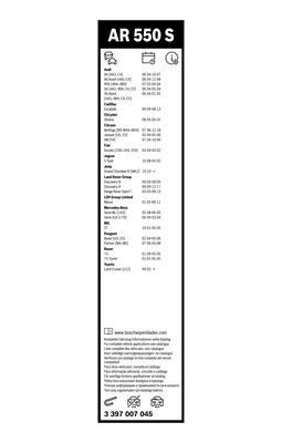 Щетка стеклоочистителя TOYOTA Land Cruiser (98-07) 700/650мм комплект BOSCH 3 397 007 045 BOSCH