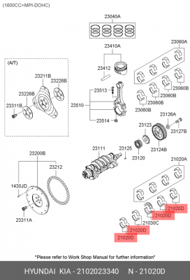 вкладыши коренные! 61x20,9x2,1\Hyundai Accent 1.6-2.0 16V G4CM/G4GM/G4GF 96> 2102023340 HYUNDAI