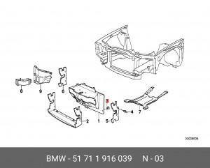 Кронштейн BMW 5 (E34,60,61) воздуховода OE 51 71 1 916 039 BMW
