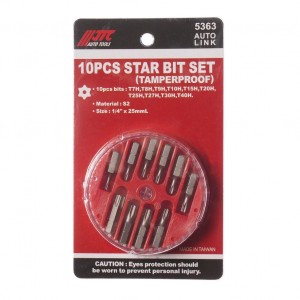 Набор бит 1/4" TORX T7H-T40H с отверстием 10 предметов в кейсе JTC JTC-5363 JTC TOOLS