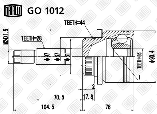 ШРУС наружный GO 1012 TRIALLI