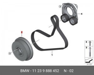ШКИВ КОЛЕНВАЛА B47, XD5 2-6, X3,X4 G BMWОРИГИНАЛ, РЕАЛЬНО ОРИГИНАЛ 11239888452 11 23 9 888 452 BMW