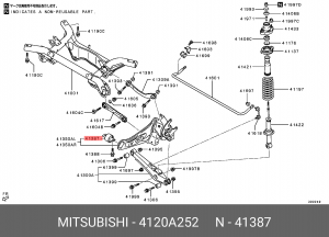 Сайлентблок MITSUBISHI Outlander (14-) рычага заднего продольного OE 4120A252 MITSUBISHI