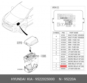 реле силовое!\ Hyundai Solaris 1.4/1.6 952202S000 HYUNDAI