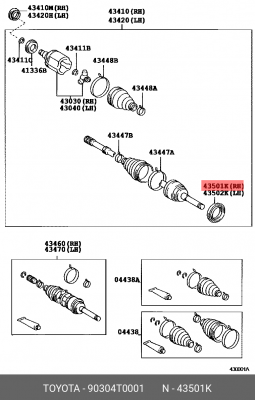 Сальник 90304-T0001 90304-T0001 TOYOTA