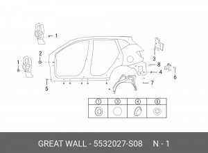 5532027S08 ЗАГЛУШКА ПОРОГА РЕЗИНОВАЯ 5532027S08 HAVAL