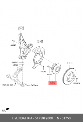 Ступица HYUNDAI Elantra (15-) передняя OE 51750F2000 HYUNDAI KIA
