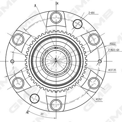 Ступица передняя GH23740T GH23740T GMB