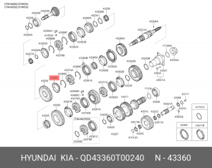 Кольцо HYUNDAI HD65,72,78,County дв.D4DB/DD (M035S5) синхронизатора 2,3-й переда QD43360T00240 HYUNDAI KIA