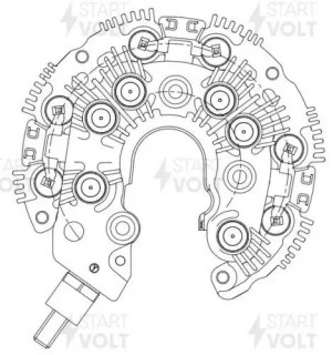 Мост диодный генератора для а/м Toyota Land Cruiser 200 (07-) 4.5D (B+M8x15) (VD VDB 1902 START VOLT