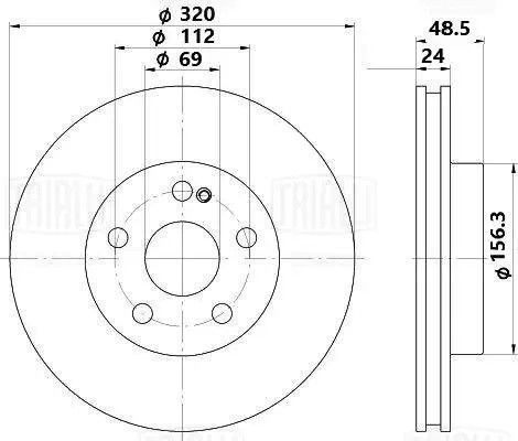 Диск торм. Mercedes GLC (X253) (15-) зад. d=320 (двухсостав/окраш/перф/слот) (DF DF 0453S TRIALLI
