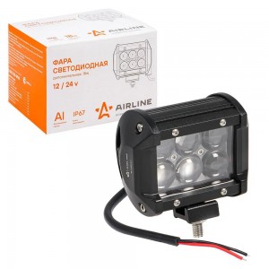 Фара светодиодная (балка) двухрядная, 6 LED 4D линза, 18W (98х78х65) 12/24V (ALE ALED042 AIRLINE