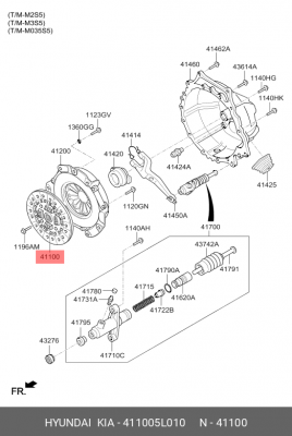 Диск сцепления HYUNDAI HD78,БОГДАН дв.D4GA (T60S5) (362мм) ведомый OE 411005L010 HYUNDAI KIA