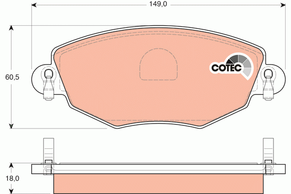 Колодки тормозные FORD Mondeo 3 (1.8i/2.5i/2.0D) (00-) JAGUAR X-Type передние (4 GDB1434 TRW