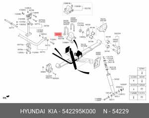 Гайка HYUNDAI HD65,72,78 стремянки рессоры передней OE 542295K000 HYUNDAI KIA