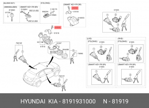 Болт HYUNDAI Accent (99-),Elantra,Getz,i30,Santa Fe крепления замка зажигания OE 8191931000 HYUNDAI KIA