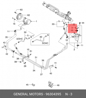 Крышка бачка ГУР CHEVROLET Lanos (T100) (97-02) OE 96304395 GENERAL MOTORS