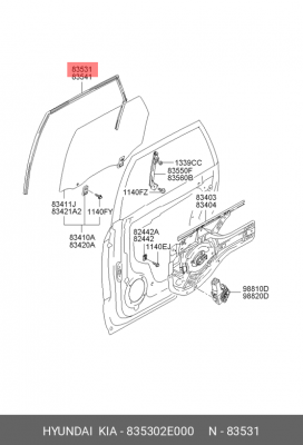 835302E000 УПЛОТНИТЕЛЬ СТЕКЛА ДВЕРИ 835302E000 HYUNDAI