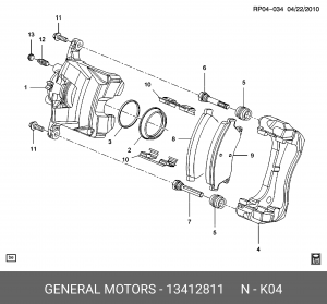 13412811 Скоба заднего суппорта левая / OPEL Astra-J 13412811 GENERAL MOTORS