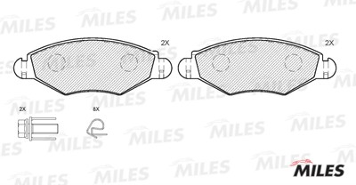 Колодки тормозные передние (без датчика) (без ABS) (Смесь Semi-Metallic) PEUGEOT E100171 MILES