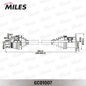 Привод в сборе левый AUDI A4 1.8-3.0 00-05 (ABS) (GKN 304291) GC01007 GC01007 MILES