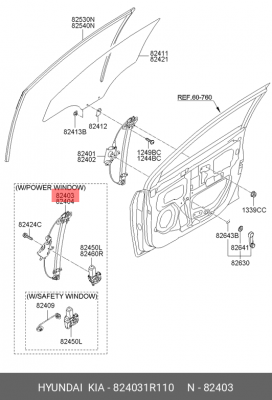 Стеклоподъемник HYUNDAI Solaris (10-) двери передней левой OE 824031R110 HYUNDAI KIA
