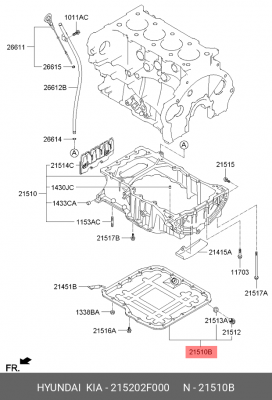 Поддон масляный HYUNDAI Santa Fe (09-) KIA Sportage (09-) картера двигателя OE 215202F000 HYUNDAI KIA