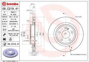 Диск тормозной MB A-CLASS (W176) 06/12  задн. 09.C219.41 09.C219.41 BREMBO