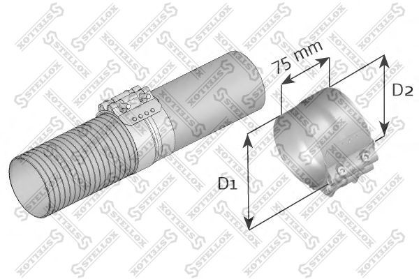 xомут трубы глушителя! переxод под гофру ALU d=101.6 d=107 \Volvo FL6 82-01075-SX STELLOX
