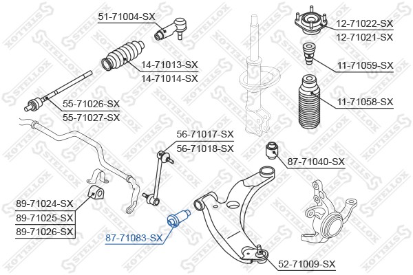 сайлентблок рычага пер.!\ Mazda 323 BJ all 98> 87-71083-SX STELLOX
