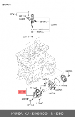 Насос топливный HYUNDAI HD65,78,БОГДАН дв.D4GA ЕВРО-4 OE № 3310048000 HYUNDAI KIA