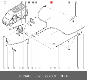 трос ручника!L=1545 \ Renault Master 10> 8200727569 RENAULT