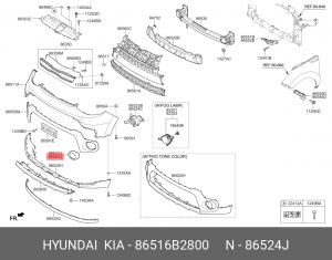 Рамка фары противотуманной KIA Soul (16-) правая (SPORTS) OE 86516B2800 HYUNDAI KIA
