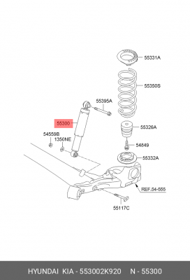 Амортизатор KIA Soul (10-) задний левый/правый OE 553002K920 HYUNDAI KIA