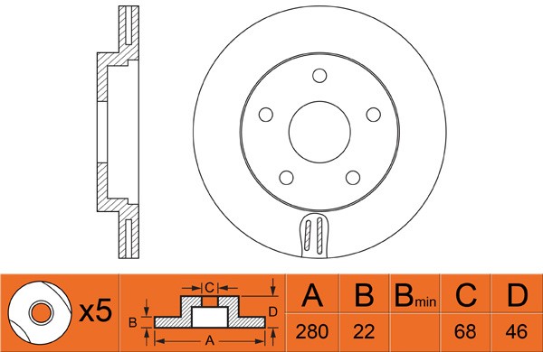 Диск тормозной VW Passat (05-10) AUDI A4 (94-00) передний (1шт.) NIBK RN1085 NIBK