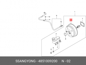 Усилитель вакуумный SSANGYONG Actyon (06-),Kyron (05-) (+ESP) OE 4851009200 SSANG YONG