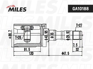 ШРУС внутренний правый BMW BMW X5(E70)/(F15)/X6(E71/E72)/X6(F16) GA10188 GA10188 MILES