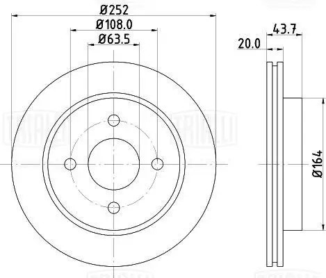 Диск торм. для а.м Ford Mondeo (93-),(96-) зад. d252 (DF 170120) DF170120 TRIALLI