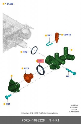 Кольцо уплотнительное FORD Escort,Fiesta,Focus,C-Max,Mondeo,Transit термостата O 1 098 228 FORD