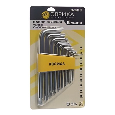 Набор ключей TORX T9-Т50 Г-образных 10 предметов ЭВРИКА ER-15101T EVRIKA