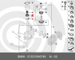 пыльник амортизатора переднего!\ BMW E46 1.6-2.8/2.0D 98> 31 33 1 094 749 BMW