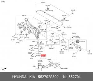 Рычаг подвески HYUNDAI ix35 (14-) KIA Sportage (14-) задний продольный левый OE 552702S800 HYUNDAI KIA