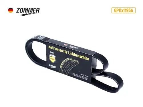 Ремень генератора для а/м УАЗ 409 дв. с ГУР (6PK1195) "ZOMMER" 18647 ZOMMER
