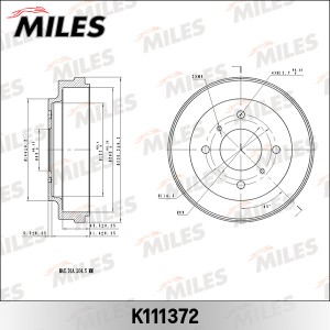 Барабан тормозной NISSAN ALMERA (N16) 1.5 00- (TRW DB4349) K111372 K111372 MILES