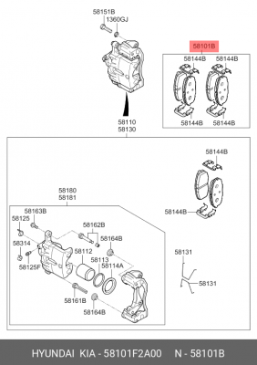 Колодки тормозные HYUNDAI Elantra (15-) передние (4шт.) OE 58101F2A00 HYUNDAI KIA